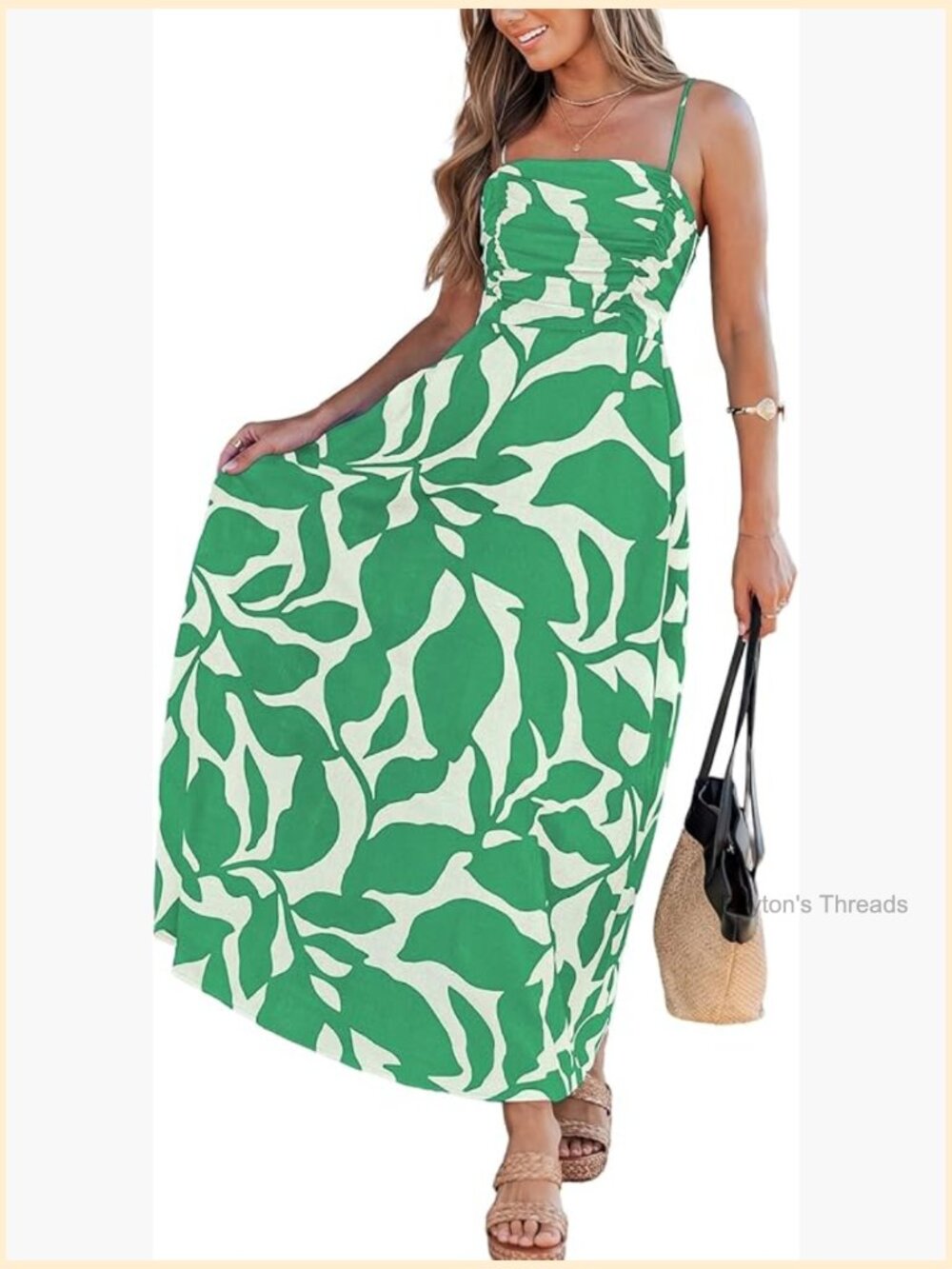 Summer Maxi Dress with Ruched Details and Adjustable Straps